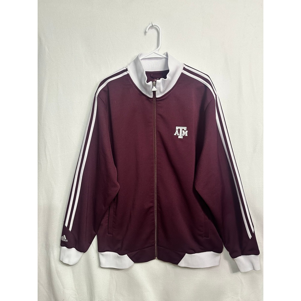 Adidas Texas A&M Aggies Track Jacket Mens L Maroon White‎ Full Zip 5852A 09